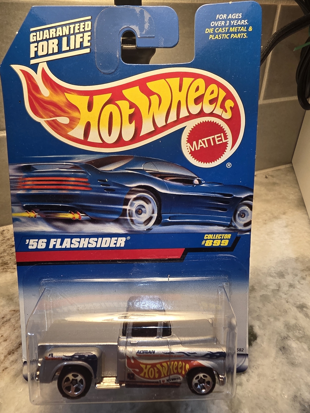 Mattel Hot Wheels Silver '56 Flashesider Toy Truck with Flame Decals
